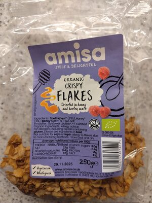 Organic crispy flakes front packaging