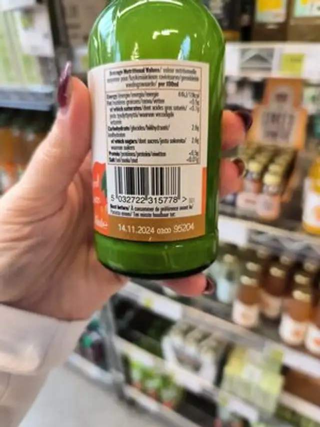 Ginger pressed juice nutrition facts table