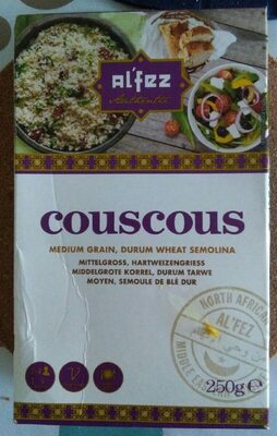 Authentic couscous medium grain, durum wheat semolina front packaging