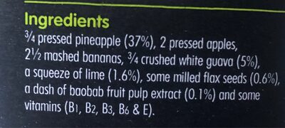Super smoothie Spark ingredients label