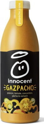 Gazpacho poivron, tomate, concombre, pêche & romarin