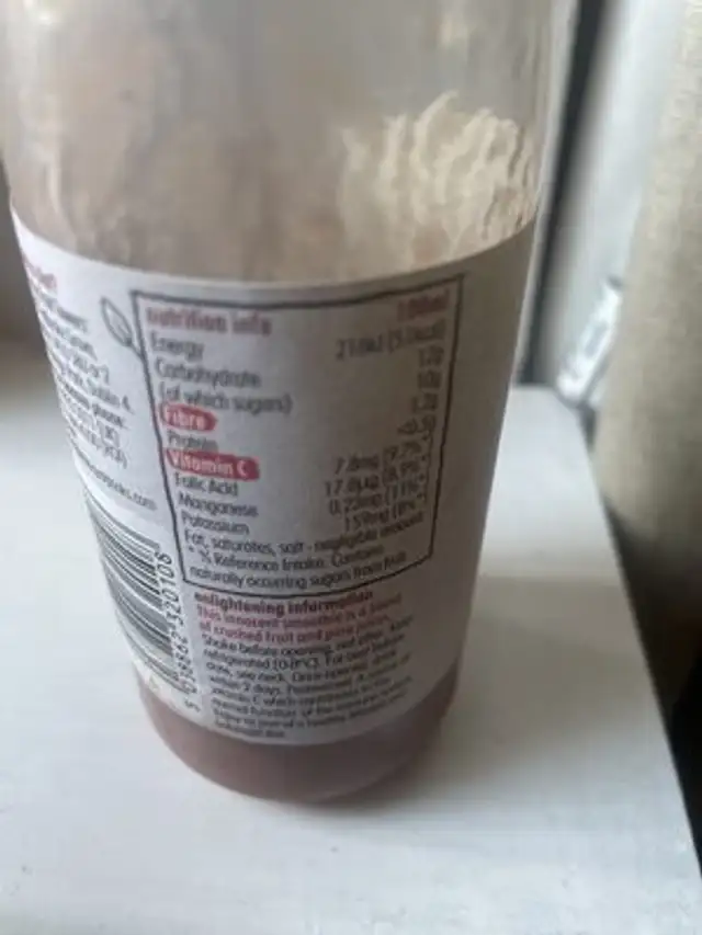 Innocent strawberry and banana smoothie nutrition facts table