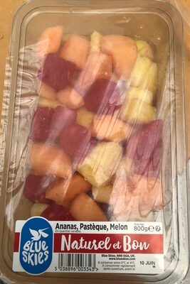 Ananas, pasteque, melon front packaging