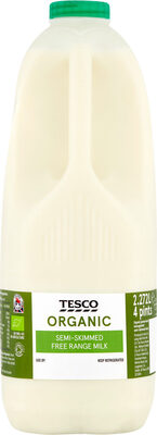 Organic Semi Skimmed Free Range Milk front packaging
