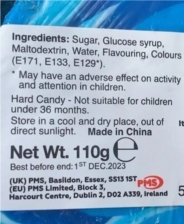 Blueberry Swirl nutrition facts table