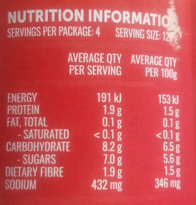 Raguletto Bolognese classic tomato nutrition facts table