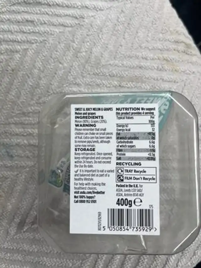 Melon & Grapes ingredients label