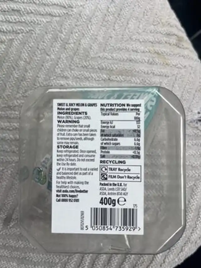 Melon & Grapes nutrition facts table