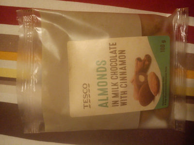 almonds in milk chocolate with cinnamon front packaging