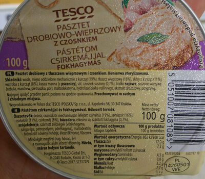 Pasztet drobiowo-wieprzowy z czosnkiem. front packaging