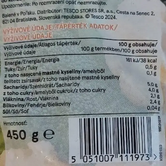 Assorted vegetables nutrition facts table