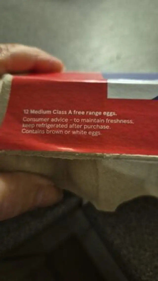 Free range British eggs ingredients label