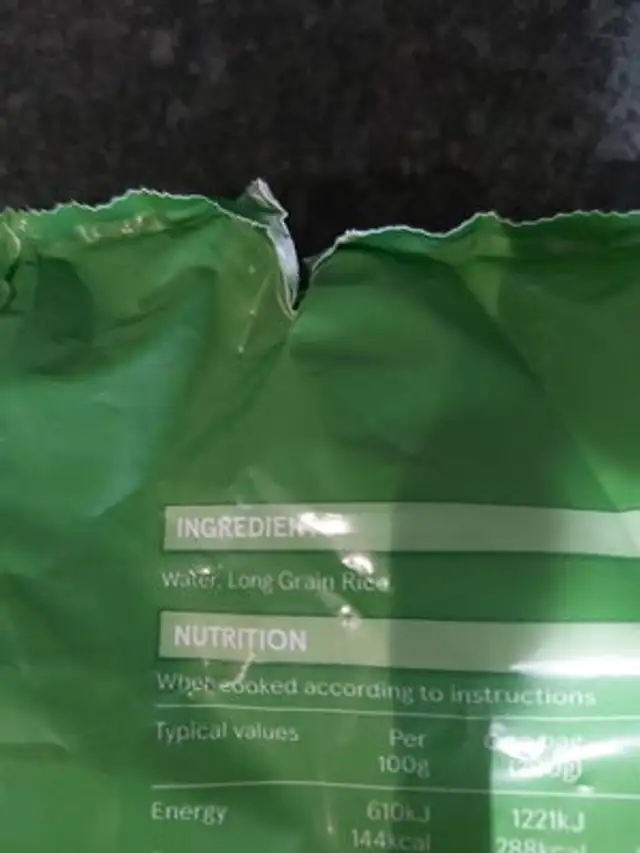white rice ingredients label