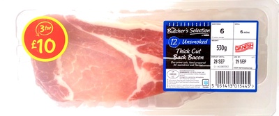 12 unsmoked thick cut back bacon