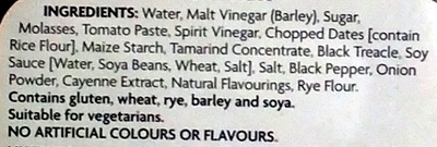 Brown Sauce ingredients label