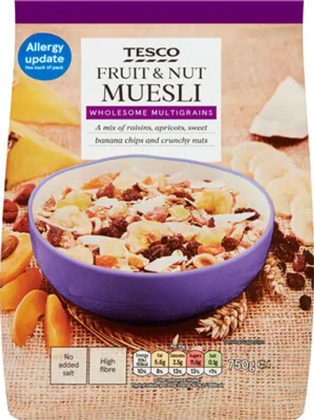 Fruit & nut muesli front packaging