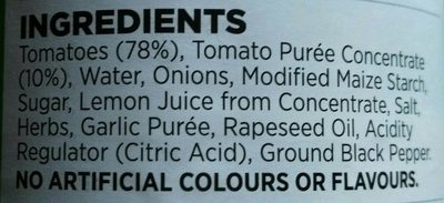 Bolognese Pasta Sauce ingredients label
