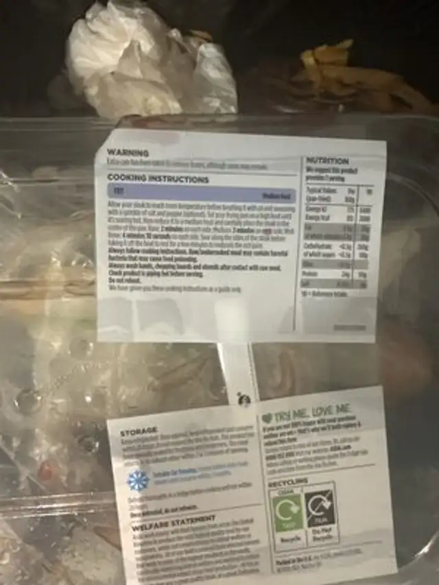 21 Day Matured Ribeye Beef Steak ingredients label