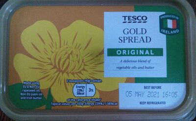 TESCO PRODUCED IN GOLD IRELAND Made using EU & Non