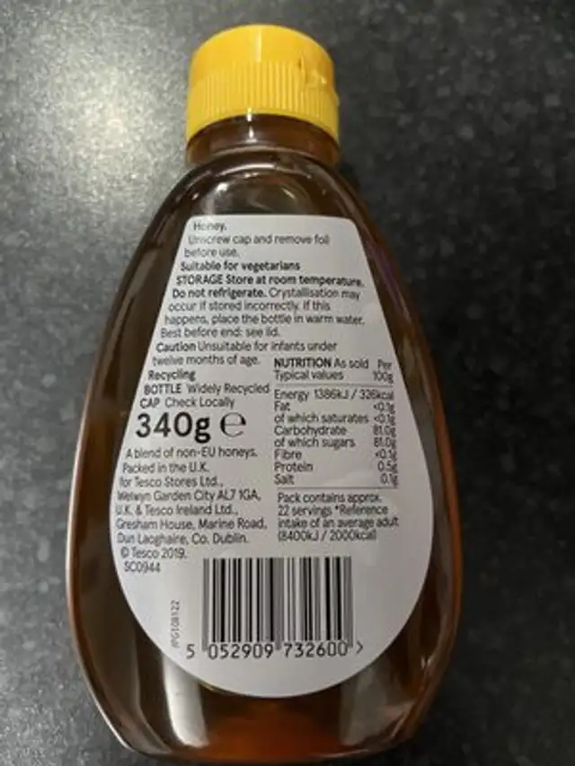 CLEAR HONEY ingredients label
