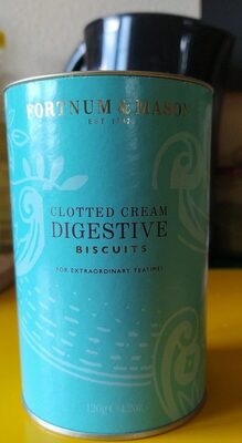 Clotted cream digestive biscuits front packaging