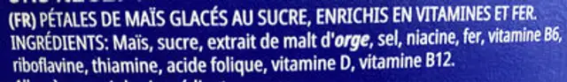 Frosties ingredients label