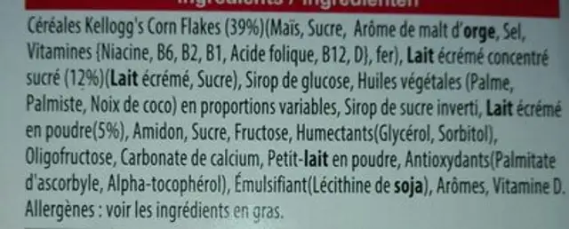 Frosties ingredients label
