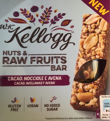 Nuts & Raw Fruits Bar Cacao, Nocciole e Avena