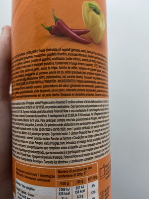 Patatas fritas sabor Paprika envase 200 g ingredients label