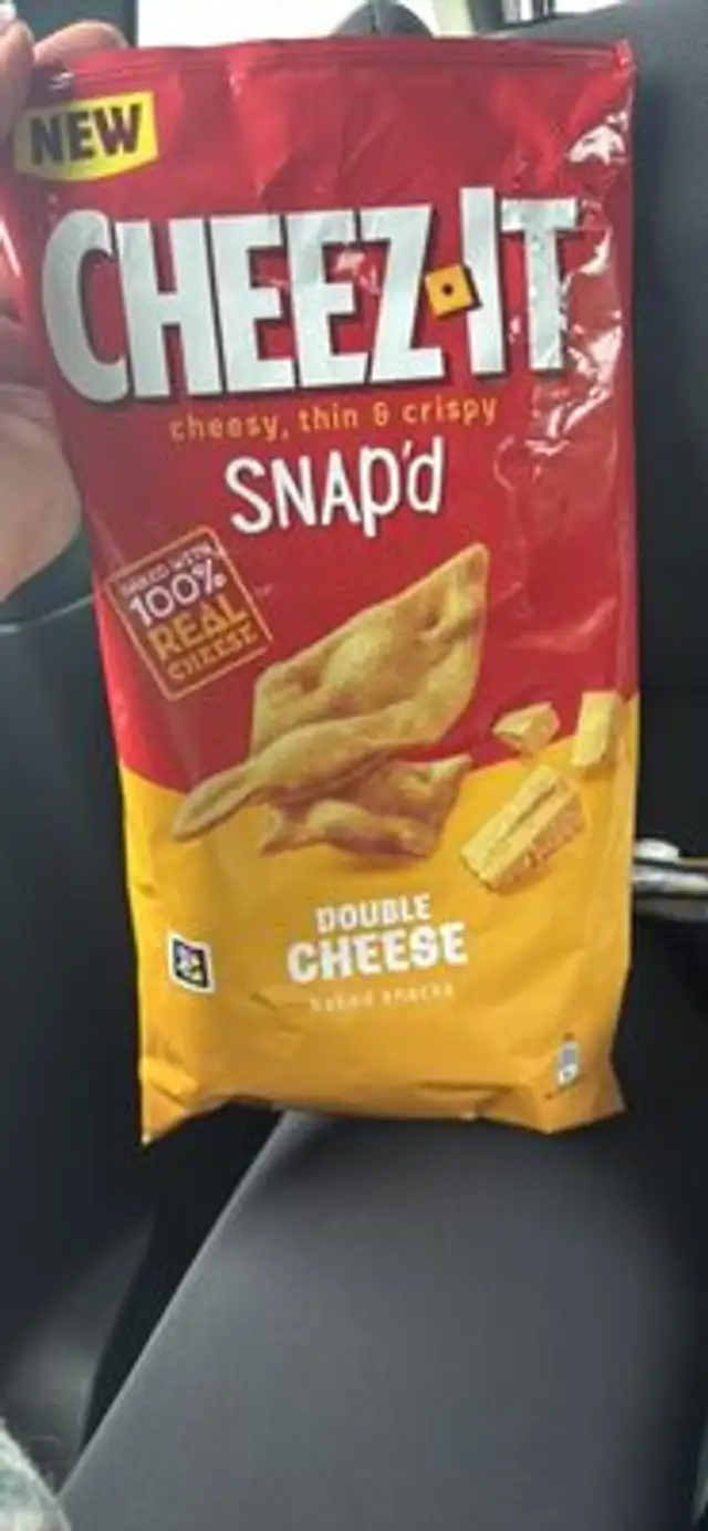 SNAP'd DOUBLE CHEESE baked snacks front packaging
