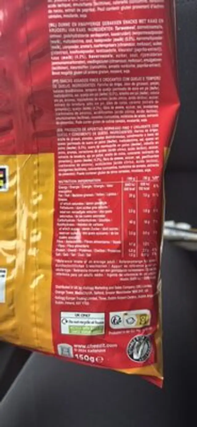 SNAP'd DOUBLE CHEESE baked snacks nutrition facts table