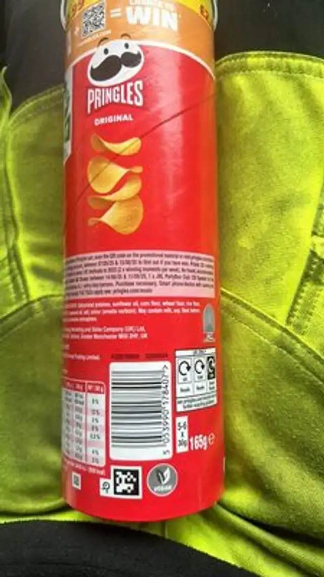 Pringles Original ingredients label