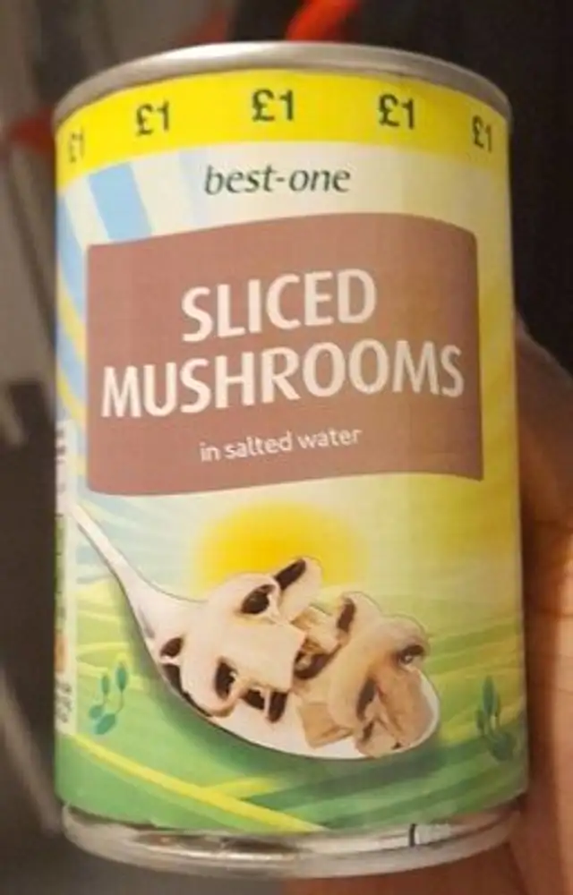 Sliced mushrooms in salted water