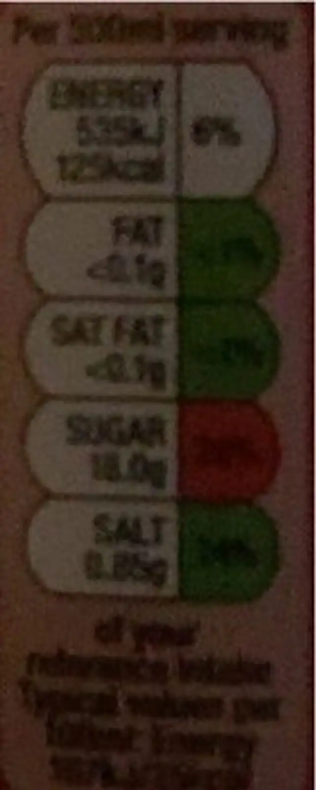 Sport isotonic drink nutrition facts table