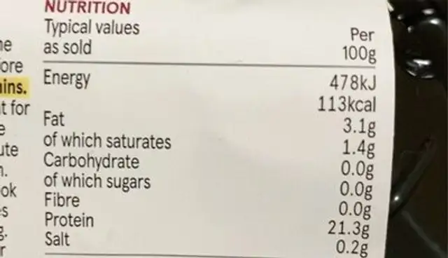 IRISH THIN SLICED BEEF STEAKS nutrition facts table