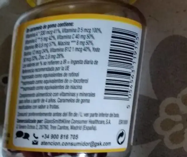 Vitagomis nutrition facts table