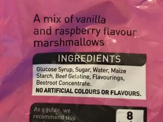 Marshmallows ingredients label