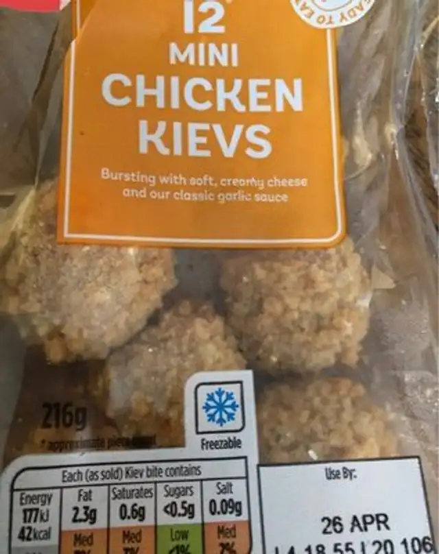 Mini chicken kievs front packaging
