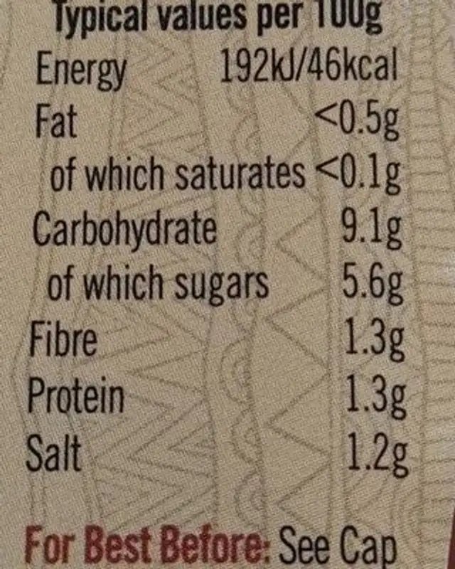 MexiGrande Medium Salsa nutrition facts table