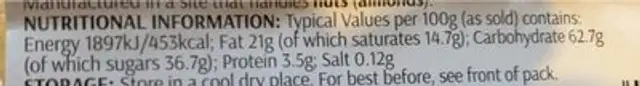 Millionaire slices nutrition facts table