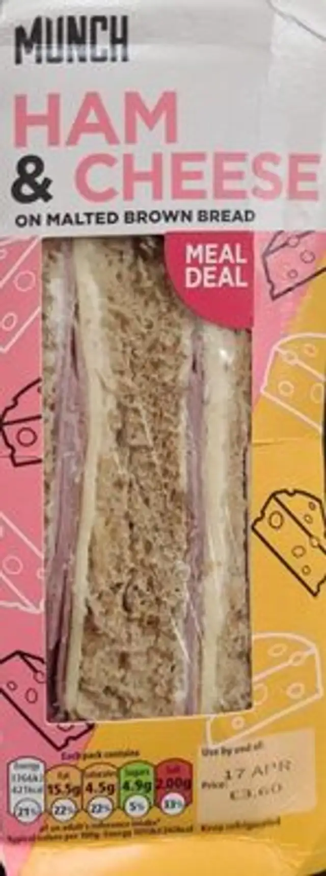 Ham and cheese on malted Brown bread