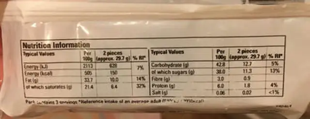 Hotel Chocolat Cherry Deluxe nutrition facts table