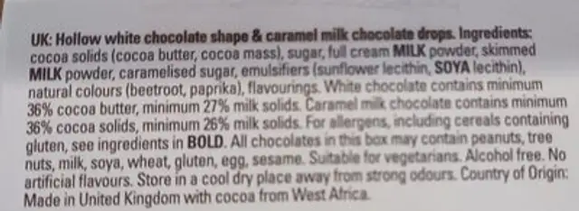 Hotel chocolat woolliam ingredients label