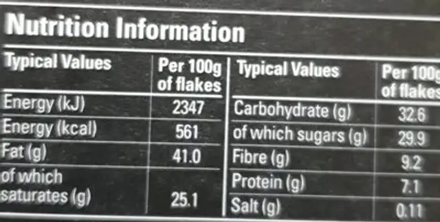 Black forest gateau drinking chocolate nutrition facts table