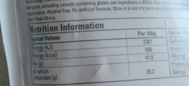 milky 50% drinking chocolate nutrition facts table