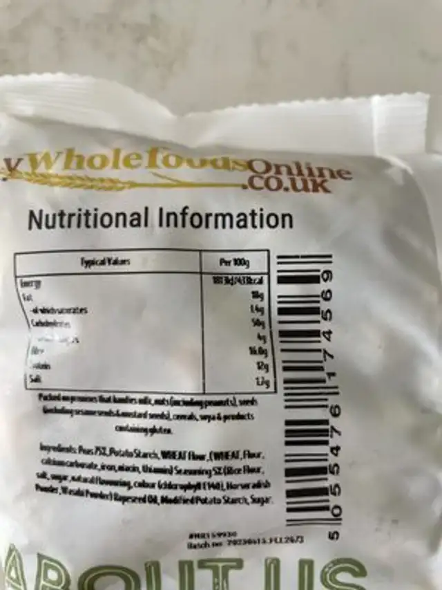wasabi peas ingredients label