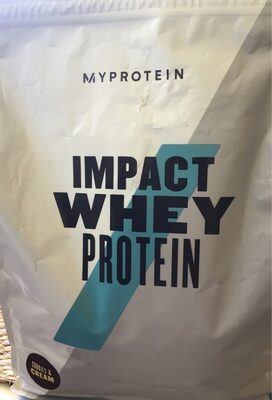 Impact whey protein cookies & cream flavour front packaging