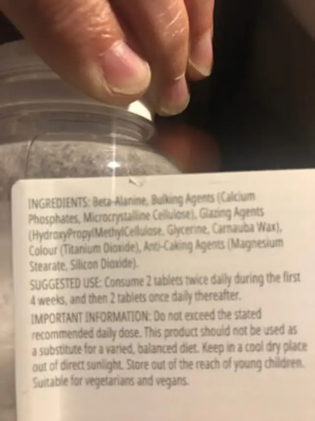 Bêta-alanine amino acid ingredients label