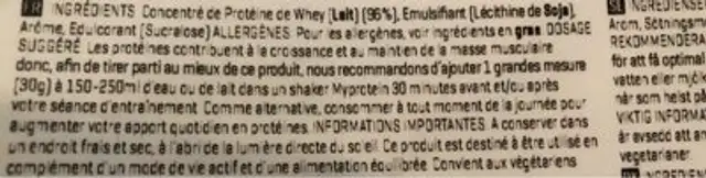 Impact whey protein ingredients label