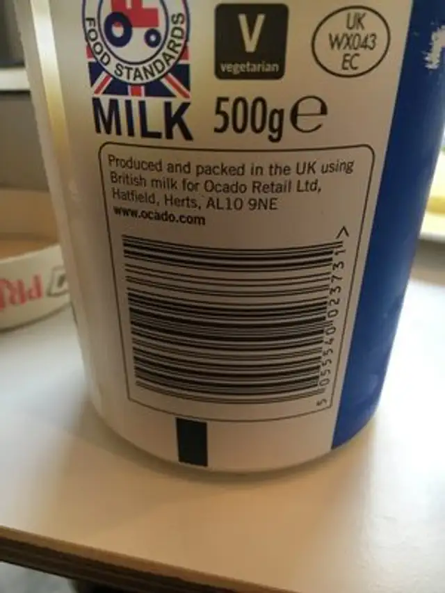 Natual yogurt ingredients label